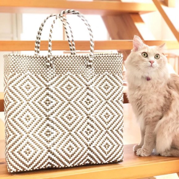 Mercado Bag Multi Diamond Gold x White Medium - Picture 1 of 5